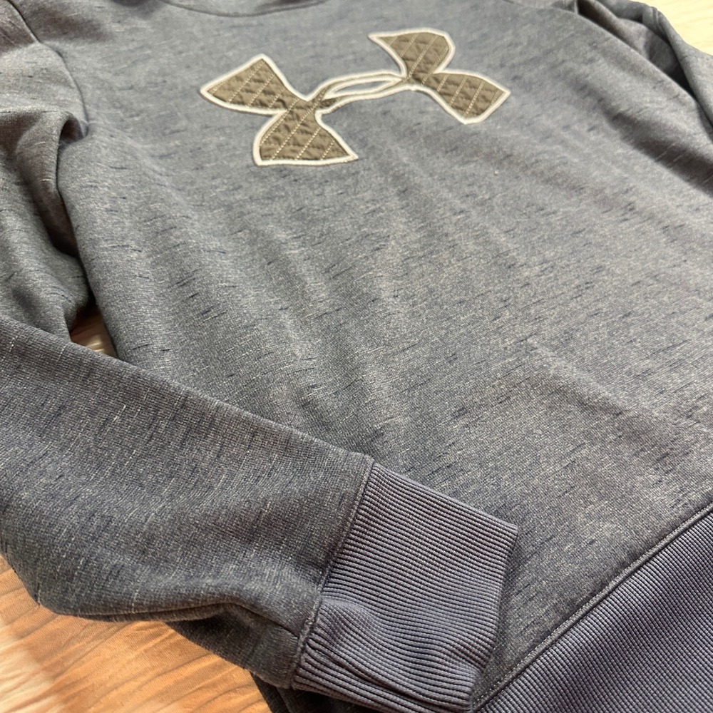 Under Armour ColdGear Hoodie Quilted Logo Blue Sweatshirt‎ Women's Medium - Picture 2 of 6